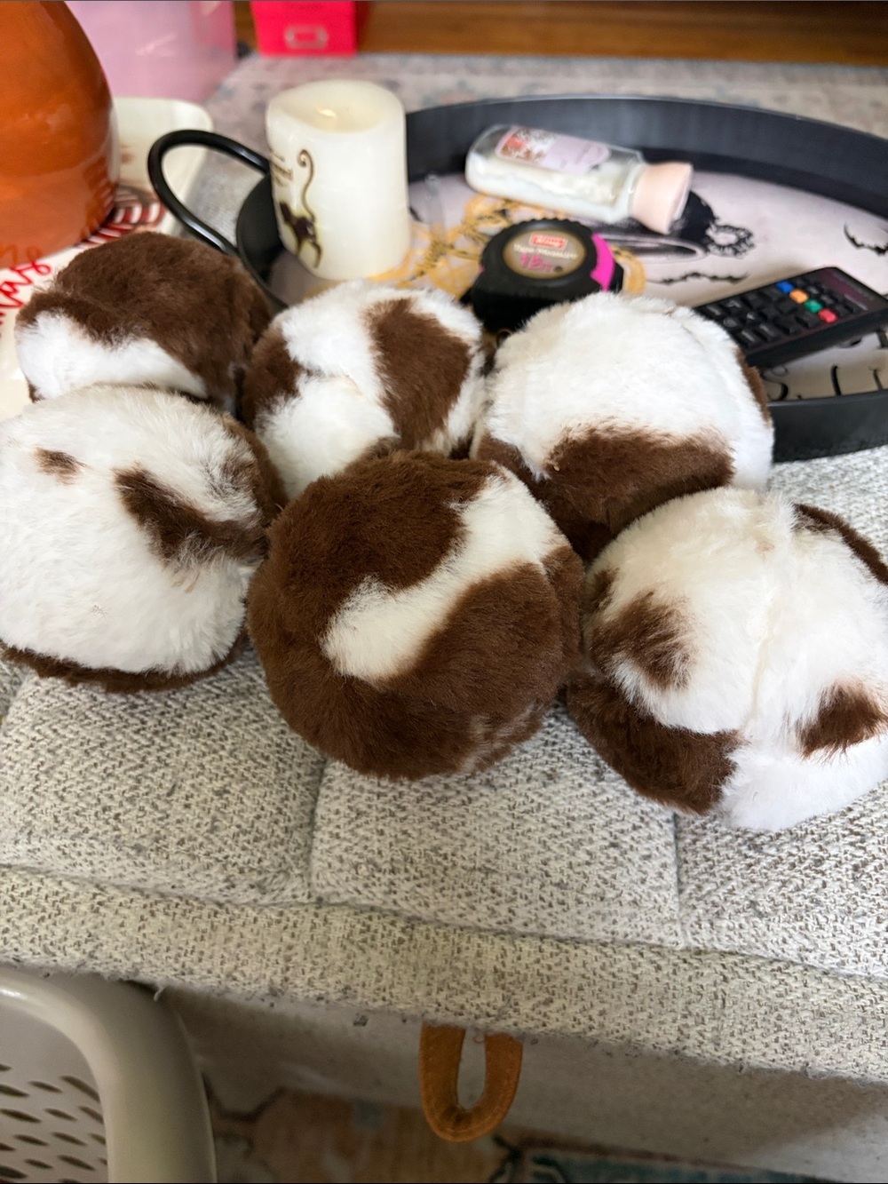 Hobby Lobby Plush cow print ornaments 6 pk
